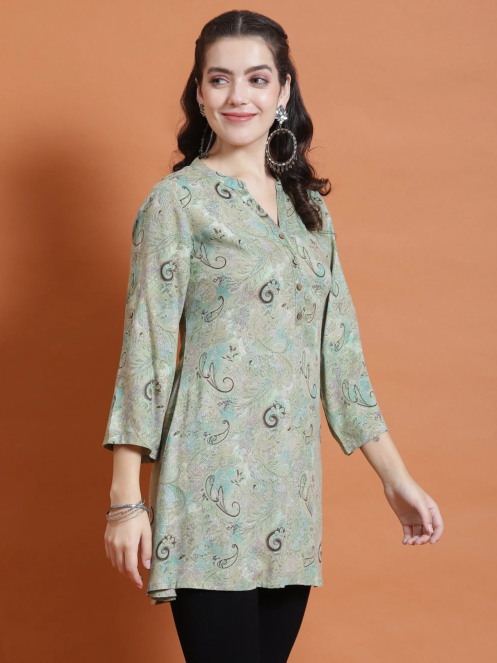 Women Green Paisley Print Tunic