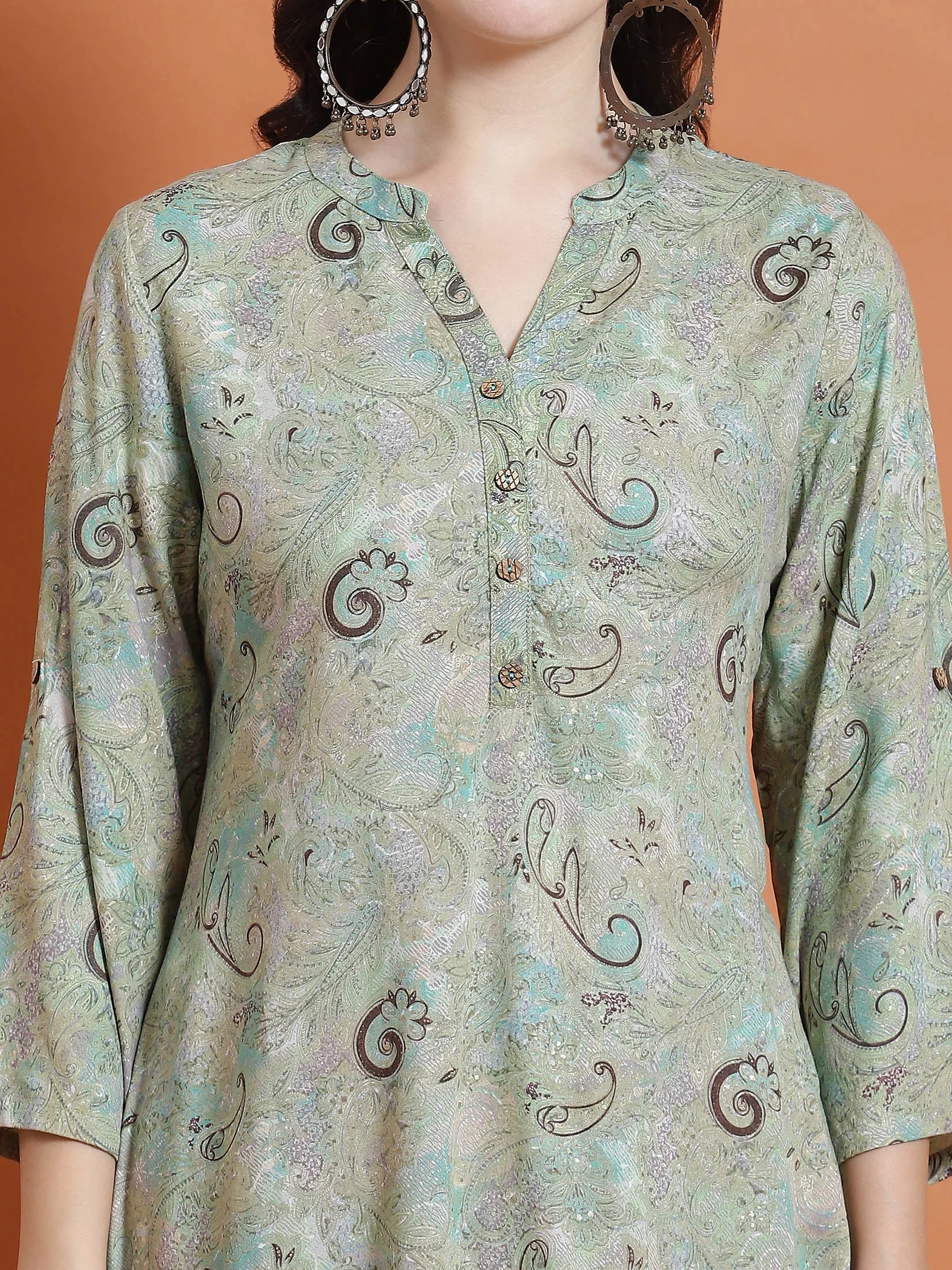 Women Green Paisley Print Tunic