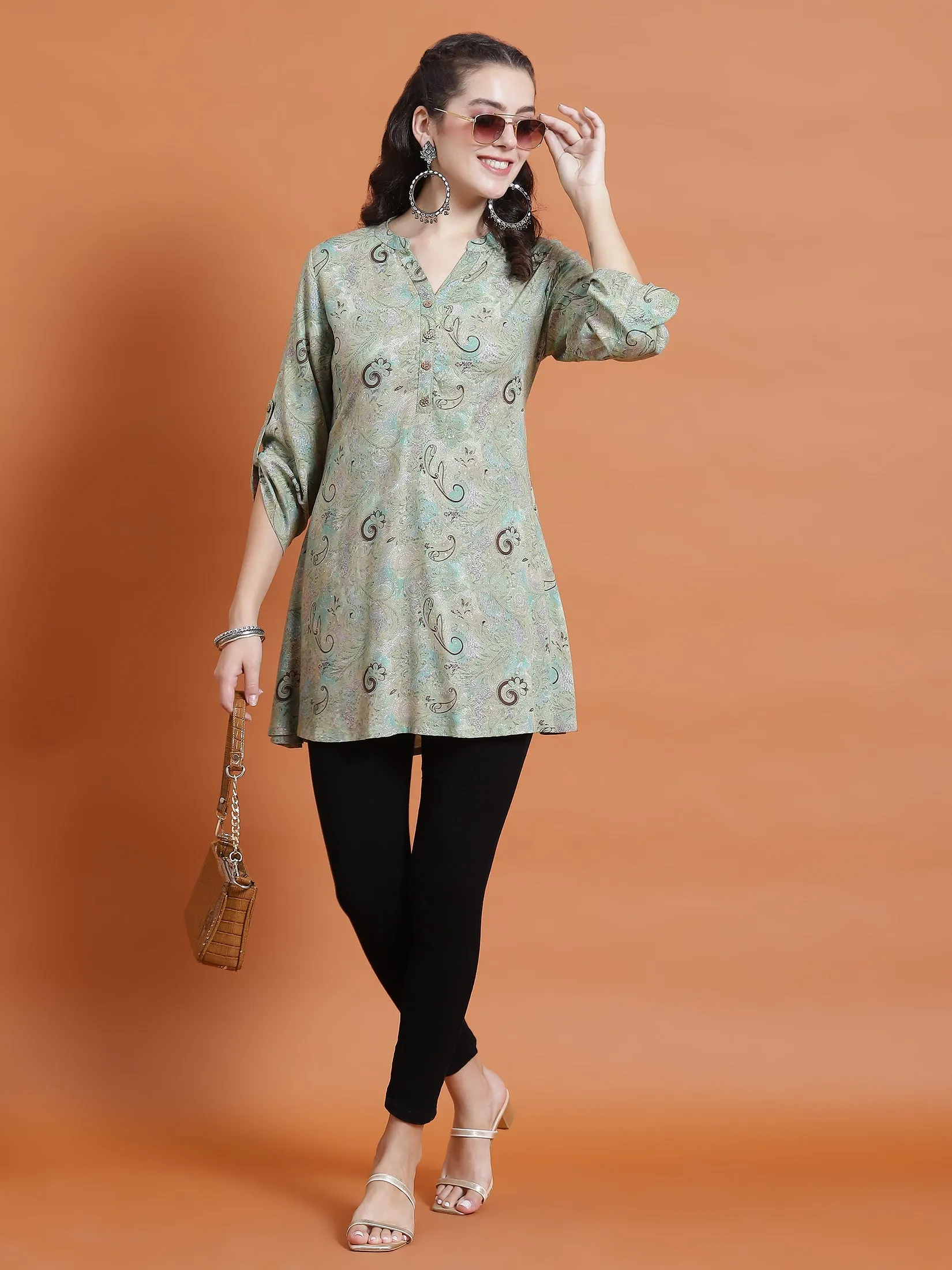 Women Green Paisley Print Tunic