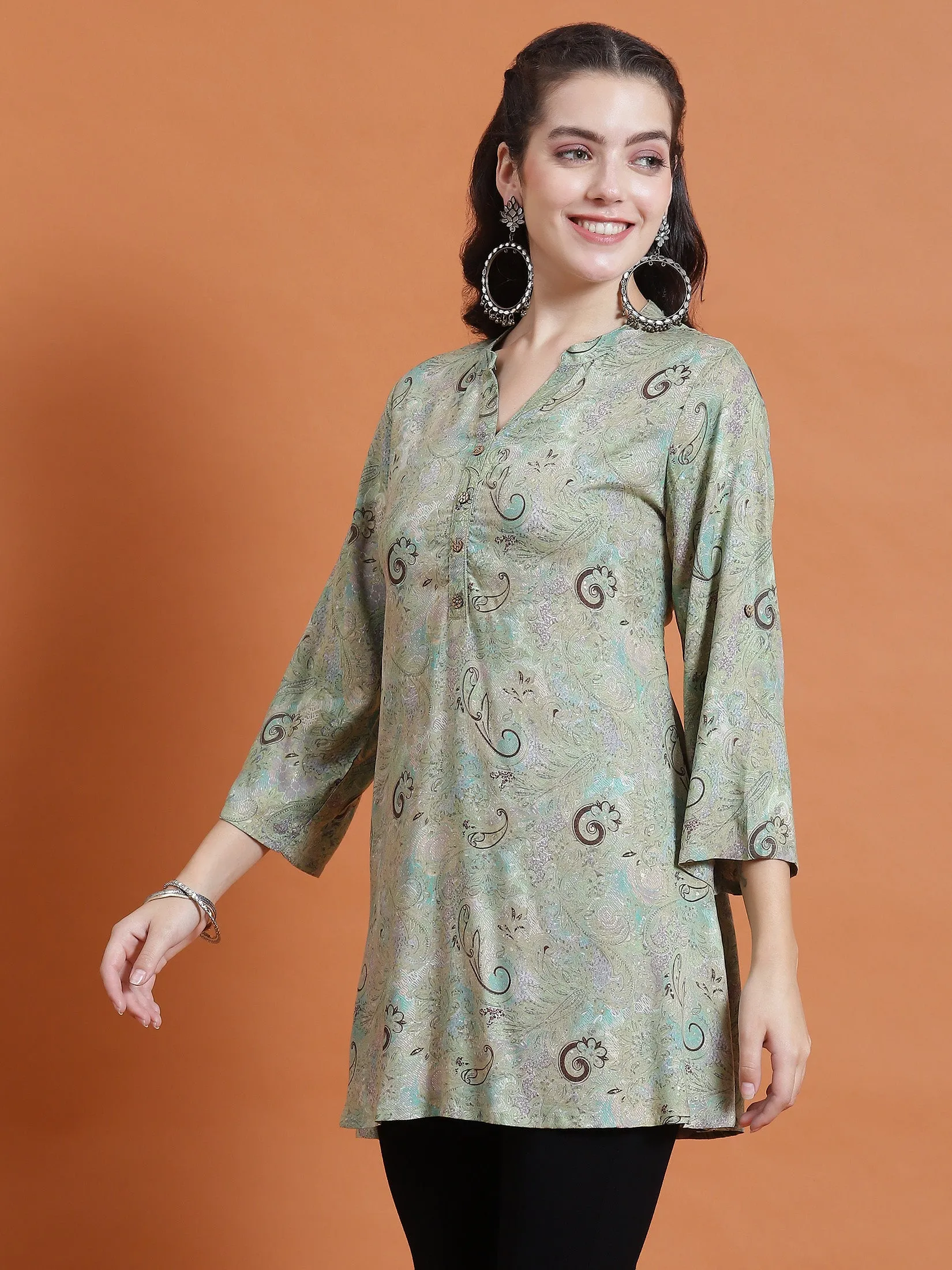 Women Green Paisley Print Tunic