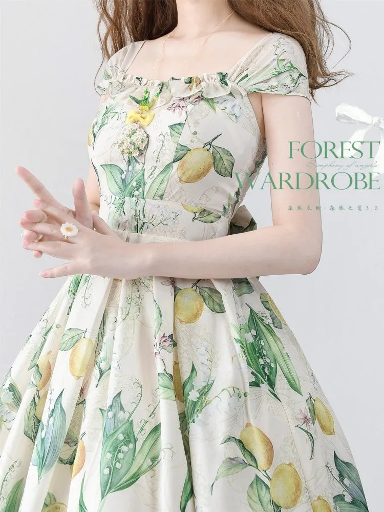 Yellow and Green Lemon Jumper Skirt Dress