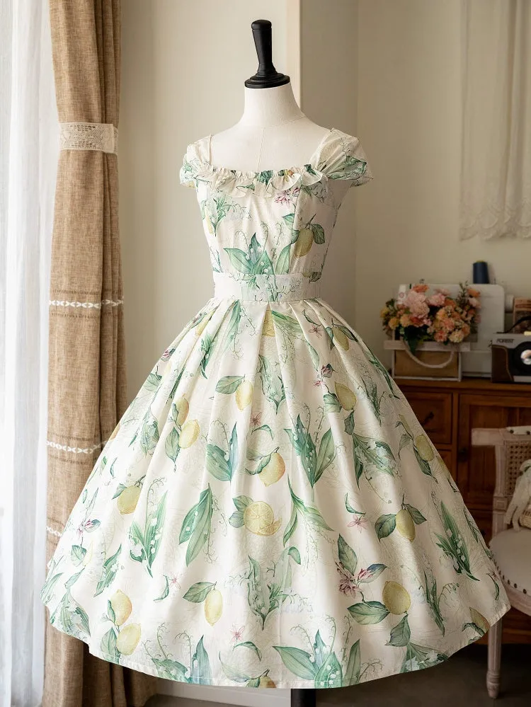 Yellow and Green Lemon Jumper Skirt Dress
