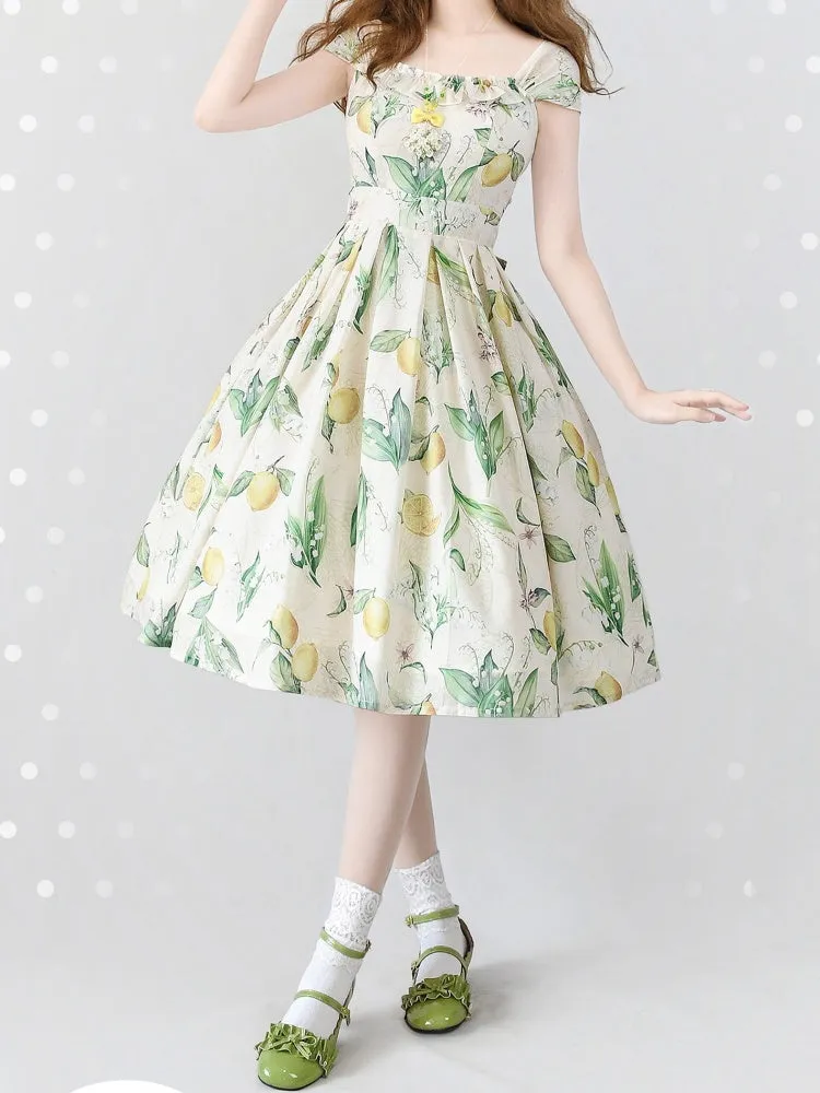 Yellow and Green Lemon Jumper Skirt Dress